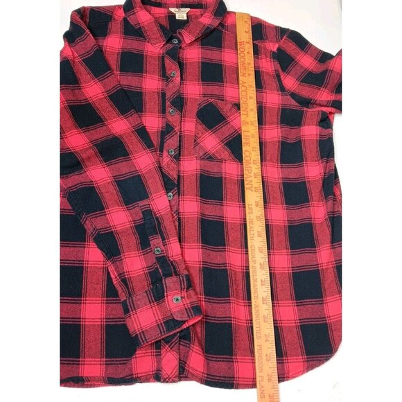 Woolrich Womens XXL Flannel Shirt Red Black Plaid Button Down Long Sleeve Work - Picture 6 of 11